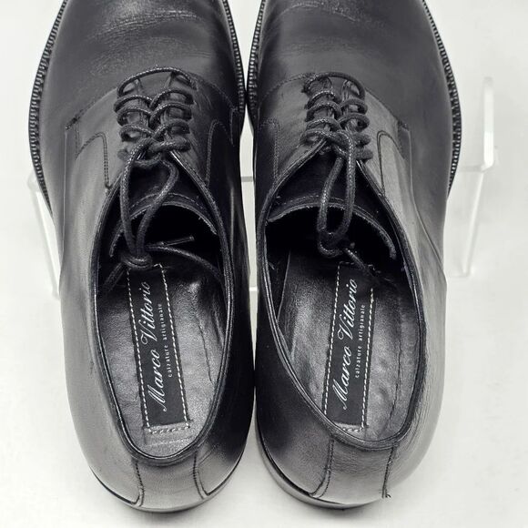 Marco Vittorio Plain-Toe Dress Shoe Men Sz 7.5 Black Lace Made In Italy Preowned main image 11